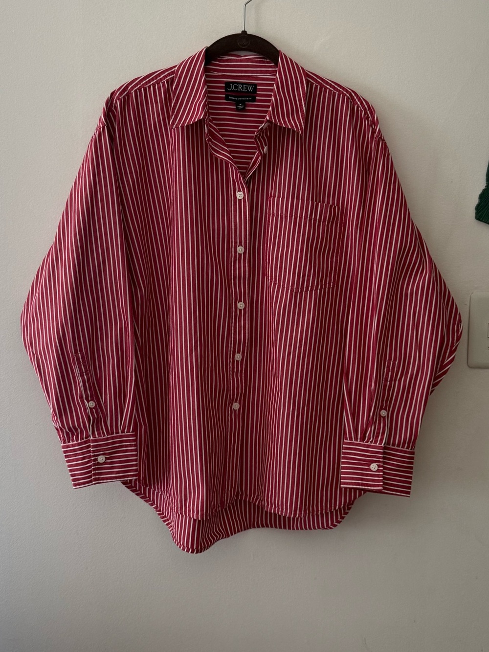 J. Crew Etienne Oversized Shirt Red/white stripe M